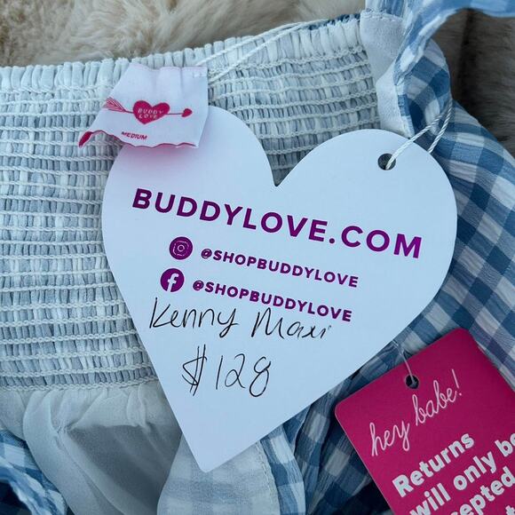 Nwt blue white gingham maxi dress - Picture 5 of 7